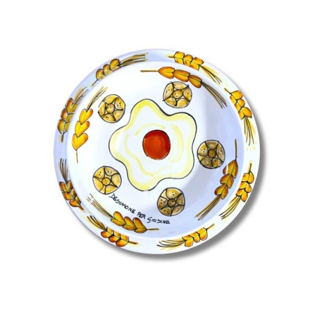 Sicilian handmade plate Plate De Simone pottery for Giusina Bread in the Egg