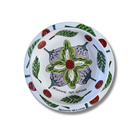 Sicilian handmade plate Plate De Simone pottery for Giusina Tasty Flower
