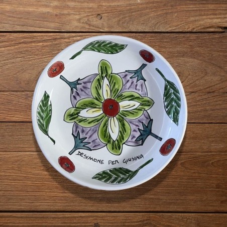 Sicilian handmade soup plate Plate De Simone per Giusina Tasty Flower