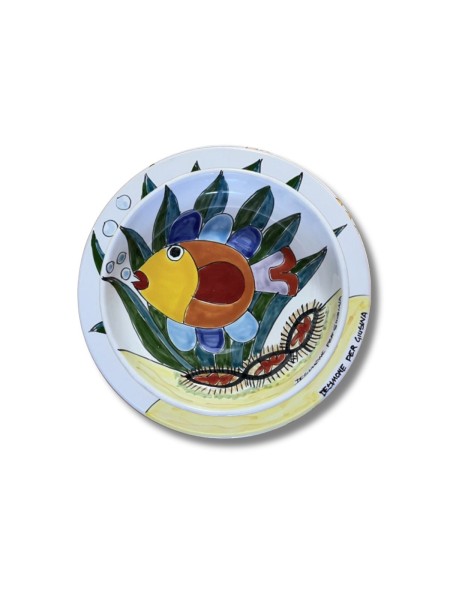 Sicilian handmade ceramic plate Plate De Simone Giusina Under the Sea