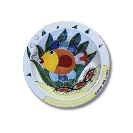 Sicilian handmade ceramic plate Plate De Simone Giusina Under the Sea
