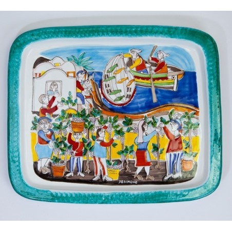 Rectangular Tray fishing and grape harvest Folk VSS36FK2
