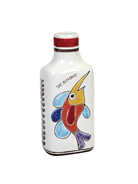 Bottiglia artigianale argilla bianca polpo ceramiche siciliane de simone Folk BT717RFK