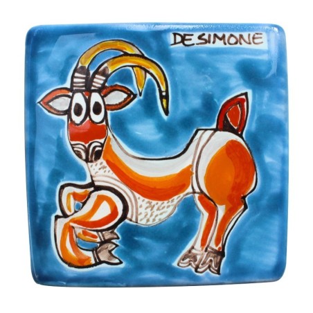 Ceramic wall tile zodiac sign Aries de simone pottery