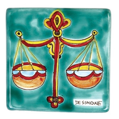 Ceramic wall tile zodiac sign libra de simone pottery