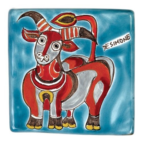 Ceramic wall tile zodiac sign taurus de simone pottery