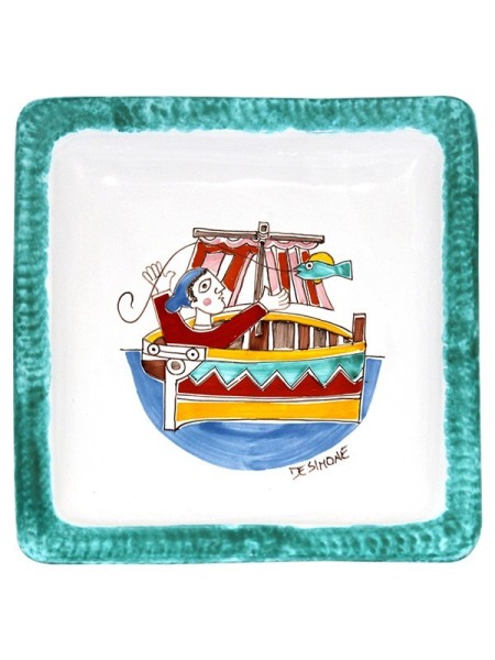 Square Plate Folk PQFK-16 Fisherman