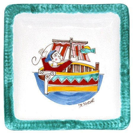 Square Plate Folk PQFK-16 Fisherman