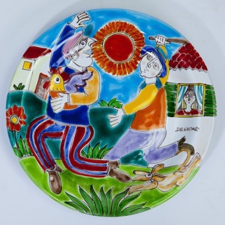 Piatto Tondo decorativo artigianale DS 25 cm PT25DS-07 la fuga del ladro
