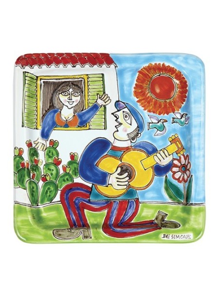 Squared Plate Serenade De Simone Pottery 20x20 DS 20
