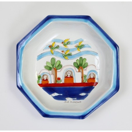 Piatto Ottagonale Folk POTFK-4 ceramiche de simone