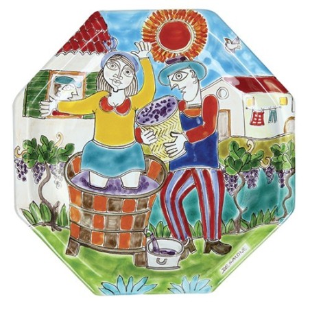 Piatto Ottagonale DS POT25DS-05 ceramiche de simone pigiatura dell'uva
