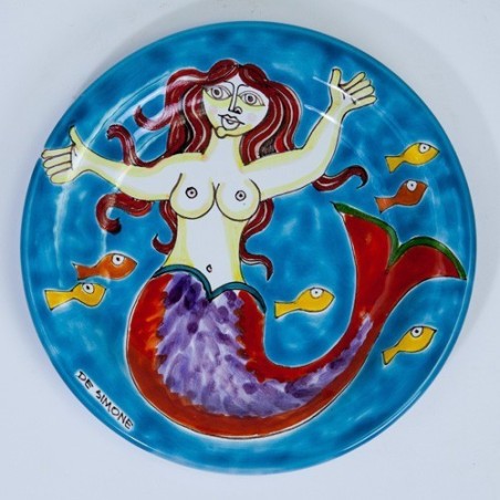 Sicilian handmade ceramic Circular Plate siren de simone pottery DS 18 cm PT18DS-19