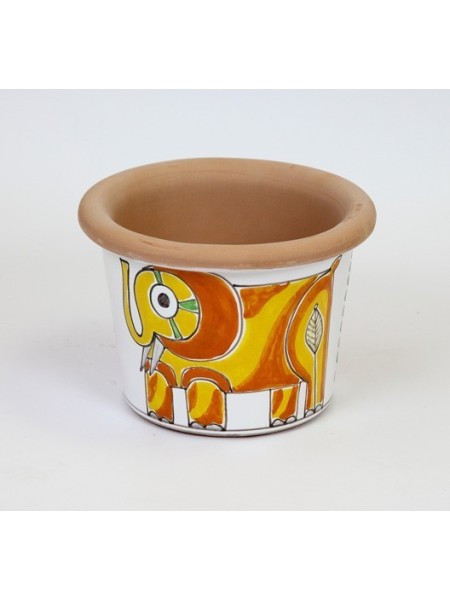 Round Cachepot Elephant de simone pottery Folk VSPT819FK-3