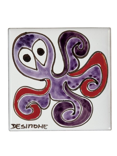 Ceramic Wall Tile Octopus Folk TZT685FK-03 De Simone Pottery