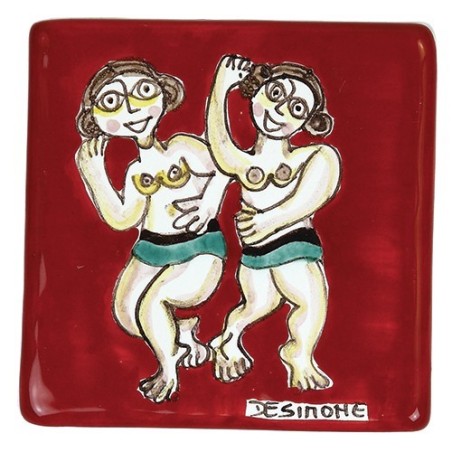 Ceramic wall tile zodiac sign gemini de simone pottery