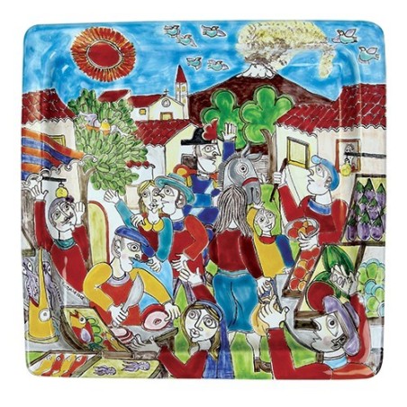 Sicilian ceramic Squared Plate DS desimone pottery PQ37DS-5