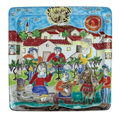 Sicilian ceramic Squared Plate DS desimone pottery PQ37DS-6