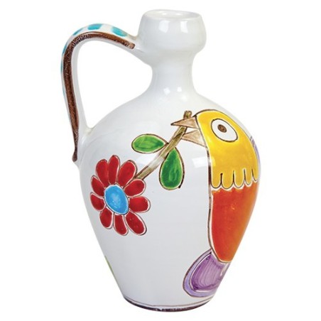 Pitcher Folk Bird with Flower BR84FK de simone sicilian handmade pottery