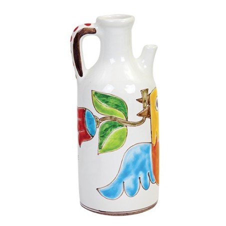 Pitcher Folk Bird with Flower BR110FK de simone sicilian handmade pottery