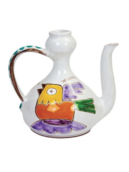 Pitcher Folk bird handmade sicilian ceramic de simone pottery BR124FK