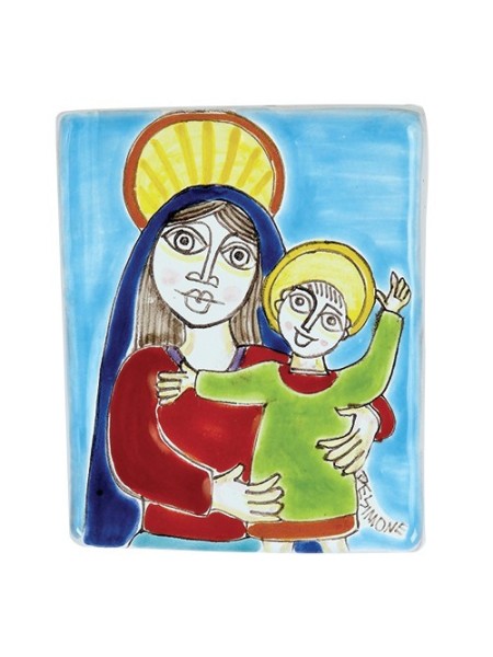 Madonna and Child ceramic Bedside de simone sicilian pottery MD477-4