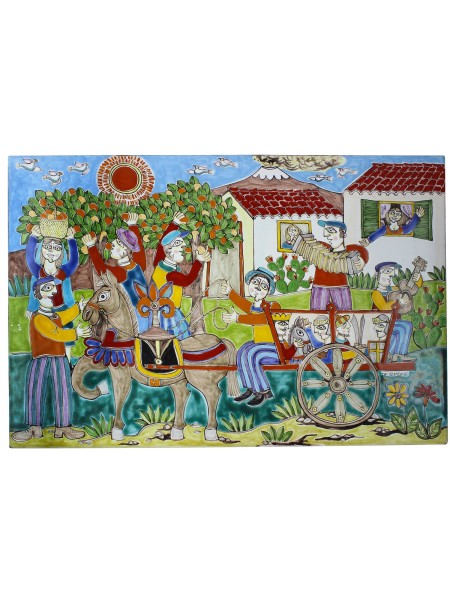 Lava Rock Panel The Harvesting of Oranges PI416PL-5