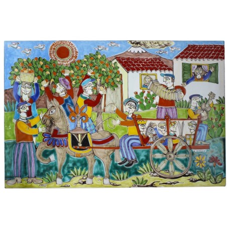 Lava Rock Panel The Harvesting of Oranges PI416PL-5