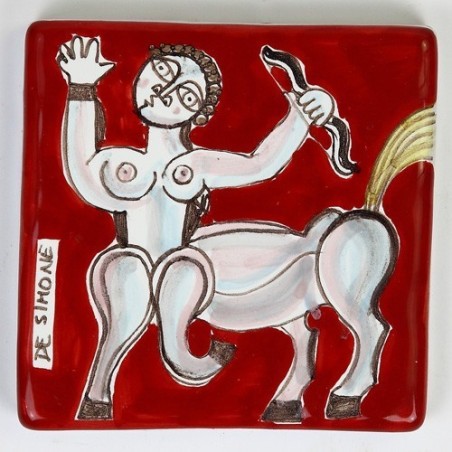Ceramic wall tile zodiac sign Sagittarius de simone pottery