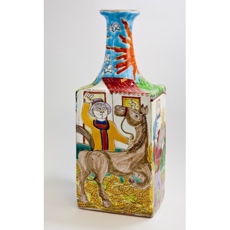 Sicilian Ceramic Bottle DS de simone italian pottery BT560DS-2
