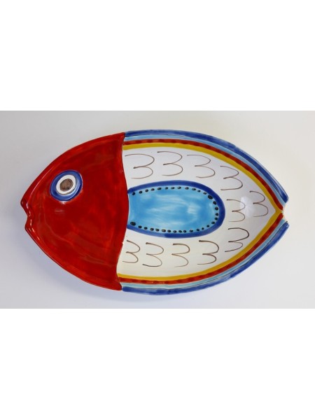 Handmade sicilian ceramic Fish Plate PTPE2 de simone pottery