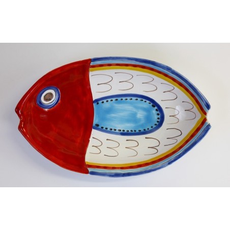 Handmade sicilian ceramic Fish Plate PTPE2 de simone pottery