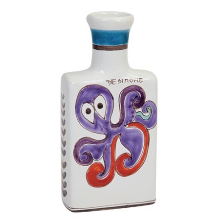 Bottiglia artigianale argilla bianca polpo ceramiche siciliane de simone Folk BT717RFK
