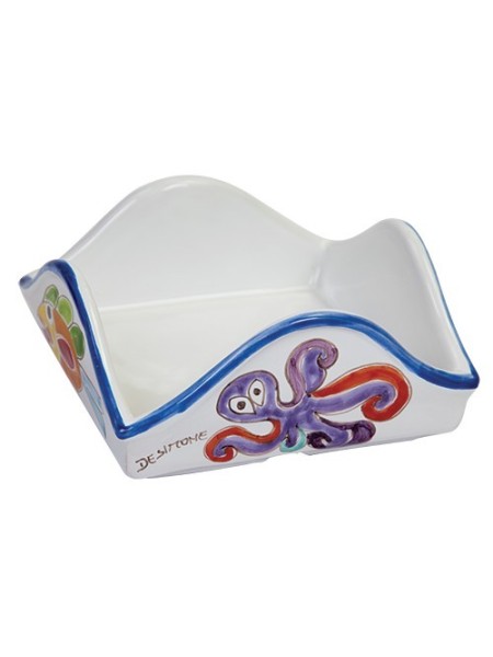 Sicilian ceramic handmade napkin ring Folk Fish Octopus PTV19FK
