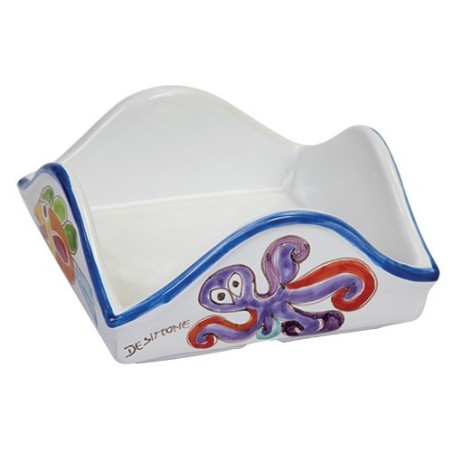 Sicilian ceramic handmade napkin ring Folk Fish Octopus PTV19FK