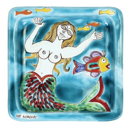 Piatto Quadrato sirena ceramiche de simone 20x20 DS 16