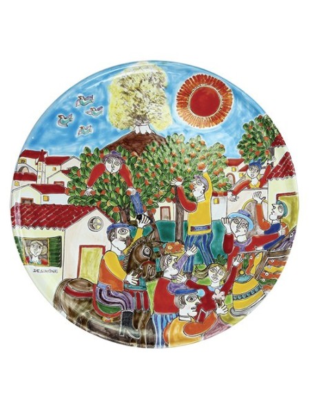 Sicilian ceramic circular Plate de simone pottery DS Raccolta Arance PT45DS
