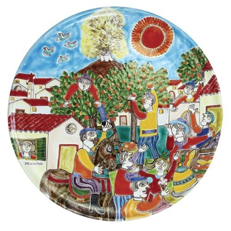 Sicilian ceramic circular Plate de simone pottery DS Raccolta Arance PT45DS