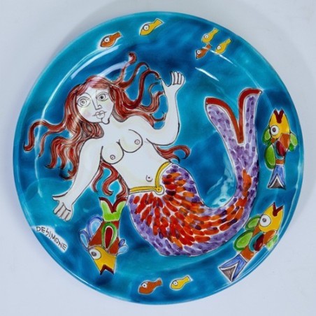 Sicilian handmade Circular Plate DS Mermaid 25 cm PT25DS-03